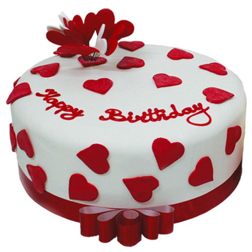 red and white birthday cake