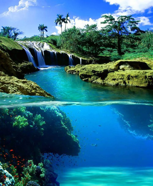 Split view Waterfall Hawaii